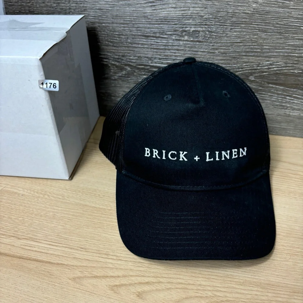 Brick Linen Hat‎ Cap Snapback Black Trucker Adjustable
